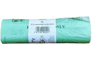 CADDY LINERS DIRECT 5 Litre x 50 CompostBag Compostable Biodegradable Kitchen Food Waste Caddy Bin Liner Bags (5L) - Certified EN13432