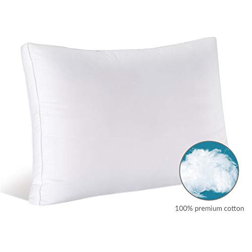 HOMFY - Cuscino da Letto, 43 x 63 cm, Imbottitura 100% Cotone, ipoallergenico, Lavabile in Lavatrice, 1 Confezione