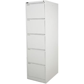 5 Drawer Light Grey Steel Filing Cabinet 62d X 47w X 162 5h Cm