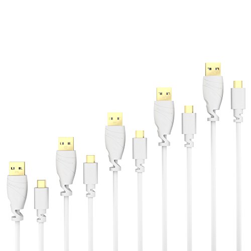 5 x KabelDirekt 1,5m weißes Micro USB 2.0 Kabel - TOP Series