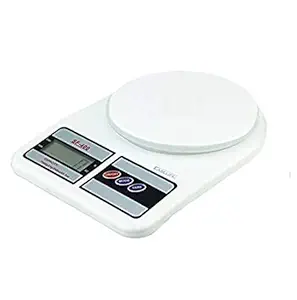 YAZATI Weighing Machine for Kitchen with LED Light, Digital Electronic Weight Scale 10 Kg SF400 Multipurpose Personal Use Health Home (White)