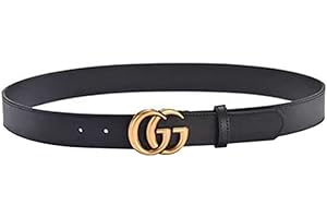 TTPSRY Gürtel Damen Ledergürtel mit Gold Doppel Ring Verstellbarer Gürtel Breiter Mode Taillengürtel für Kleid Hose Jeans