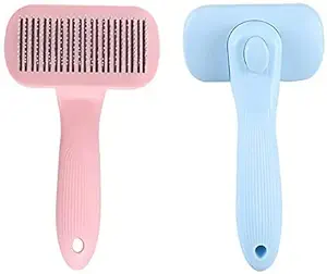 Kamini Enterprise Pet Grooming & Cleaning Slicker Brush Self Cleaning Hair Brush For Dogs Cats Shedding Brush Comb With Handle|Dog Hair Brush For German Shepherd Golden Retriever (1pcs/Multicolour)