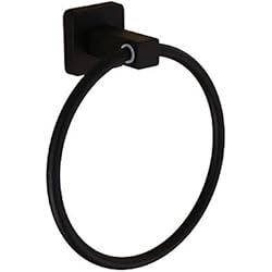 KOSHSH Base Cuadrada Toalla Anillo Titular de la Ducha, montado en la Pared de Acero Inoxidable Antiguo Rack, Pintura Negra Mate Agua Resistente y Resistente a la corrosión fácil de Instalar