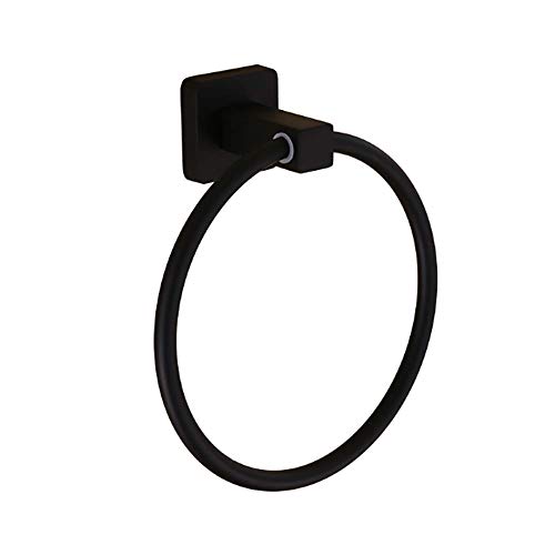 KOSHSH Base Cuadrada Toalla Anillo Titular de la Ducha, montado en la Pared de Acero Inoxidable Antiguo Rack, Pintura Negra Mate Agua Resistente y Resistente a la corrosión fácil de Instalar