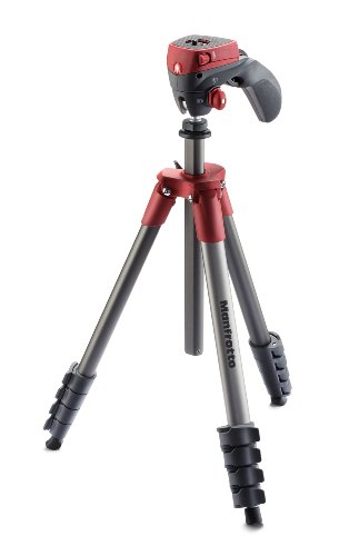 Manfrotto MKCOMPACTACN-RD Compact Action Tripod mit Quick Release (Tragbarkeit: 1,5Kg) rot