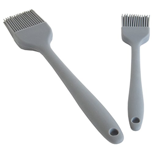 Oishii | Backpinsel aus Silikon | Hitzebeständig Spülmaschinenfest Lebensmittelecht | Weiche Pinsel im Doppelpack zum Backen und Grillen