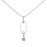 Jacques Lemans Damen Halsschmuck 925/- Sterling Silber mit Keramik und Zirkonia 925/- Sterling Silber 45cm Glänzend weiß 490240008