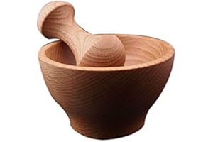 Wooden World - Wooden Mortar Set – Small Kitchen Mortar and Pestle - Grind spices and gerbs – Great gift – Resistant Mortar made of beech wood. - Size 10.5cm x 6 cm