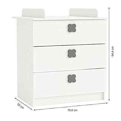 Demeyere CLOVER Commode a Langer 3 Tiroirs Coloris Blanc Perle