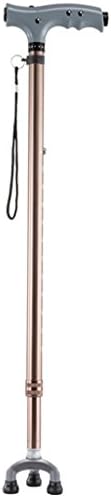 LI JING SHOP - Healthcare Walking with Large 3 Leg Base Stick 10 Files can be adjusted 360 ° Rotation Dial Non-slip LED Lights for Elderly and Disabled Height 68-95cm Colour Black , Bronze ( Color : Bronze )