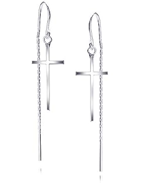 MATERIA Durchzieher Ohrringe Kreuze 925 Sterling Silber Ohrhänger lang hängend #SO-303