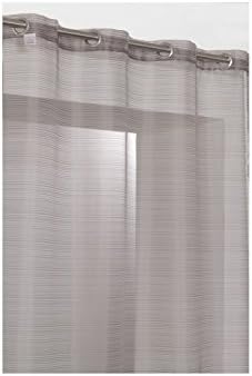 2 PCS Voilage Grande Hauteur 140x280cm au Fines Rayures Gris Fonce 55.12" x 110.24"