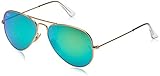 Protective case included Ray-Ban Aviator Large Metal, Gafas de Sol Unisex Adulto, Dorado (Matte Gold/Cristal Green Mirror), 58