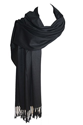 Samanthajane Fashions Écharpe Pashmina Châle 100% fibre de bambou, Noir, 180 x 70cm