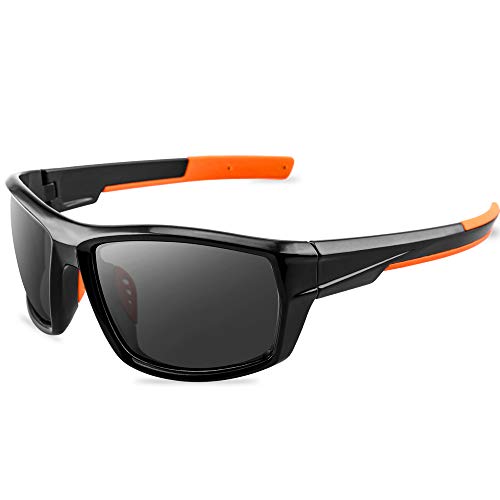 Lunettes de Soleil polarisées Homme Femme/Sports Eyewear réfléchissantes avec Sports de Plein air d'été Conduite pêche Alpinisme Lunettes de Soleil Hommes (P26 Black)