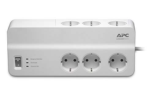APC Surge Protector – Steckdosenleiste mit Überspannungsschutz – 6-fach Stecker Schuko, schaltbar, für PC, TV u.a. – Farbe: weiß – PM6-GR - 2