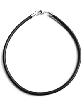 Kautschuk-Edelstahlhalsband 5 mm Durchmesser, Halskette, Kautschukband mit rostfreiem Karabinerverschluss aus...