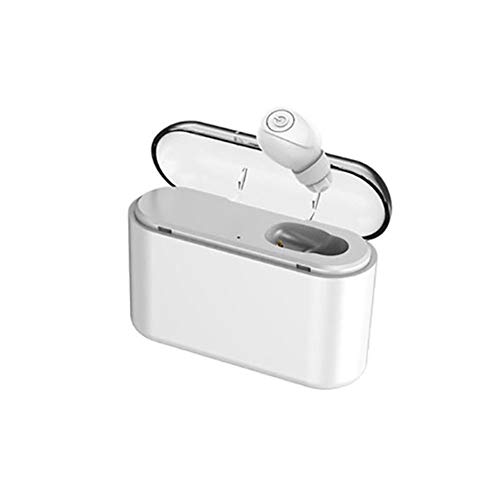 019 Nuevo Auricular Bluetooth Inalámbrico 4.2 Auricular Mini In-Ear Auricular Estéreo Oreja Sola con 2200mAh Teléfono Celular Recargable de Gran Capacidad (Blanco)