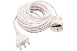TOT ELECTRIC Prolunga elettrico 3 5 10mt con spina piatta presa shuko 10 16A 250V cavo bianco lineare 3G1 (10 Metri)