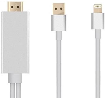 High Speed HDMI Cable 6.5ft - Plug and Play No need Wifi 1080P HDTV Adapter for IPhone 5 5S 6 6S Plus 7 Plus iPad Pro (Silver)