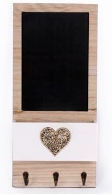 Blackboard Chalkboard Heart Logo Wall Plaque Organizer With Hooks For Home Office Use