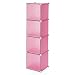 Produktbild Songmics Regalsystem Badregale Eckregal Kinderregal Kleiderschrank Kommode Kapazität 200L Rosa 148 x 40 x 37 cm LPC04P