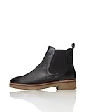 Elastische Seiten find. Chelsea Boots Damen aus Glattleder, mit Kreppsohle, Schwarz (Black), 38 EU