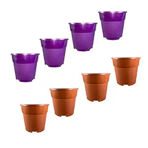 Stay Hungry Products - Plastic Round Pots for Gardening 6 Inches 15 cm Ideal for Indoor and Outdoor Gardening (Pack of 8) Home Decors
