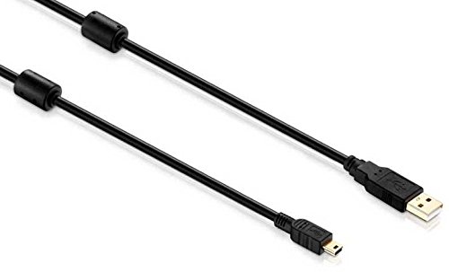 Kab24® USB 2.0 Premium HighSpeed Kabel HQ schwarz mit Ferritkernen und 24K vergoldet AWG 28 / 24 (5m, A Stecker auf Mini B Stecker)