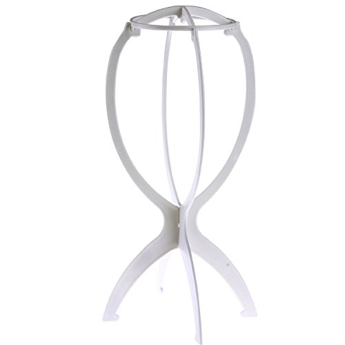 Durable Stable Folding Wig Stand Cap Holder Stand Collapsible Wig Hat Cap Stand Holder (White Color)