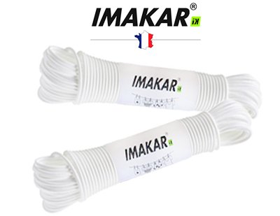 IMAKAR® Corde à linge en acier 20M X 2,6 mm (BLANC). Une corde à étendre très robuste et résistante aux conditions météorologiques.