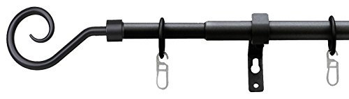 Tilldekor ausziehbare Gardinenstange ROMA II, schwarz, Ø 13/16 mm, 1-Lauf, 130 – 240 cm, inkl. Trägern und Ringen - 2