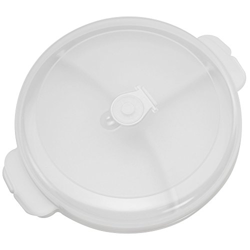 COM-FOUR® 2x Mikrowellengeschirr, Mikrowellenteller aus Kunststoff, dreigeteilt, mit Entlüftung in der Haube, Ø 23cm, transparent-weiß - 5