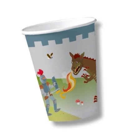 8 Pappbecher * Ritter & Drache * für Kindergeburtstag von DH-Konzept // CUPS00043 // Becher Kinder Geburtstag Party Drachen Feier Jungs Set