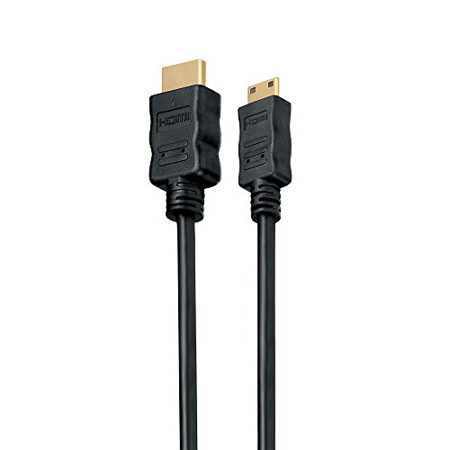 HDSupply X-HC050-010E High Speed Mini HDMI Kabel mit Ethernet, HDMI-A Stecker (19-polig) auf HDMI-C Stecker (19-polig), 2-fach geschirmt, vergoldete Kontakte, 1,0m, schwarz - 2