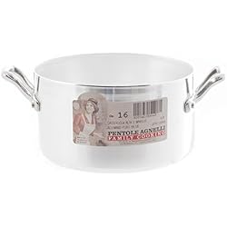 Pentole Agnelli fama416 Casserole Haute avec 2 poignées, Aluminium, Argent