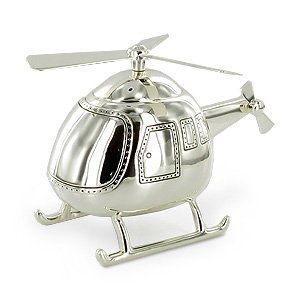 Baby/Christening Gifts-Beautiful Helicopter Money Box Silver Plated Christening Boy Gift