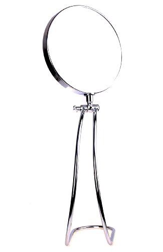 HIMRY Standspiegel 10x Vergrößerung, 8 inch, S-förmiges Design, Kosmetikspiegel 360° drehbar. Verchromten Schminkspiegel Rasierspiegel Badzimmerspiegel, Zweiseitig: Normal+ 10fach Vergrößerung, KXD3109-10x - 8