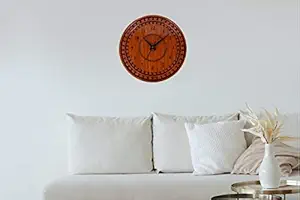 MIDU Round Shape Wooden Wall Clock for Home, Office, Living/Bed/Kids Room, Kitchen