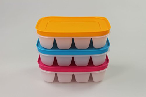 TUPPERWARE Eiswürfler Gefrier-Behälter mini Eiskristall pink-weiß+blau+orange 11293