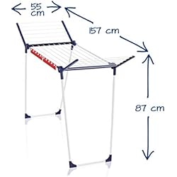 Leifheit Séchoir sur pied Pegasus 150 Solid Slim, séchoir à linge grande surface d'étendage, étendoir à linge solide et robuste de taille compacte