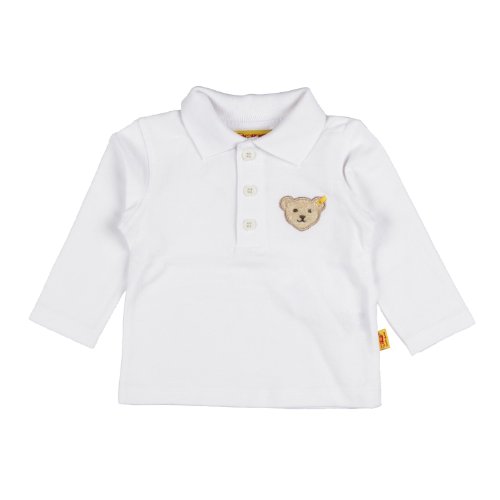 Steiff Unisex Baby 0006831 1/1 Sleeves Polo Shirt, Bright White, 9-12 Months (Manufacturer Size:74)