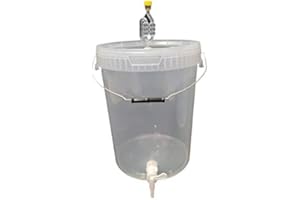 sil2018 Kompletter Gärbehälter 25L - Set: Gäreimer mit Gärröhrchen und Dichtgummi und Ablaufhahn aus Kunstoff, Eimer für Bier oder Wein mit Griff, transparent