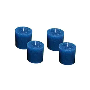 DELHI CANDLES Home Made Hand Crafted Smooth Sky Blue Pillar Candles, Set of 4 for Home Dcor/Meditation/Aroma/Reiki/Party/Romantic Dinner/Christmas & Other Occasion (Sky Blue, 2X2)
