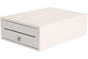 TICKOFFICE Cassetto porta denaro per registratore di cassa e stampante fiscale RT 3+1 banconote,6 monete-struttura in acciaio, angoli smussati, con chiave ed apertura elettronica, nuovo design (Mod.208 - BIANCO)