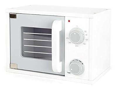 SMALL FOOT Micro-Ondes en Bois Cuisine de Jeu, Blanc/Gris