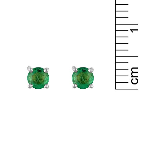 Pendientes de oro blanco de 9k con esmeralda para mujer