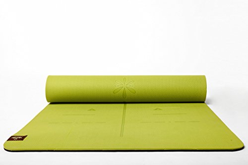 HEATHYOGA hochwertige Yogamatte mit Anti-Ruschbelag, Design Hilfslinien, licht, umweltfreundlich, langlebig, Maße: 183 cm Länge, Breite 65 cm, Höhe 0.6cm - 2