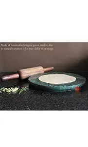 DDS Group SONS Green Marble Roti Maker with Wooden Belan/Green Marble Chakla 10 Inch Diameter with Belan (Green Marble Chakla with Belan)